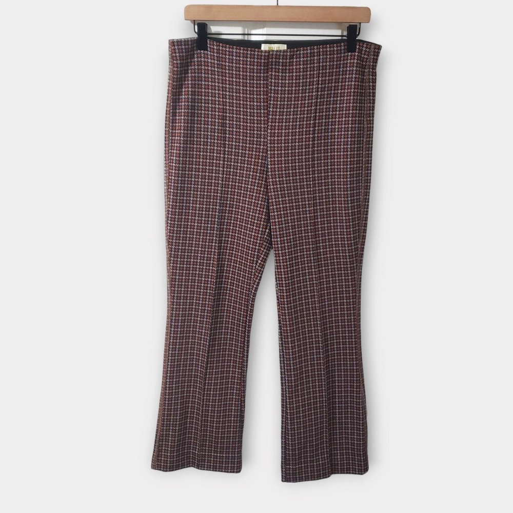 Maeve Anthropologie The Margot Kick Flare Crop Pants Houndstooth Brown Medium